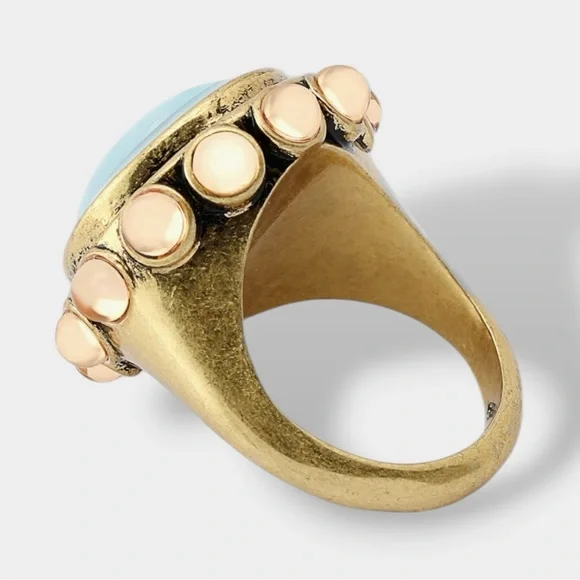 Kurt Geiger 🪢NIB Turquoise Resin Cabochon Ring with Peach Accents - Picture 2 of 4